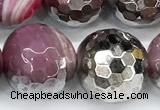 CAA6015 15 inches 12mm faceted round electroplated line agate beads