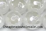 CAA6033 15 inches 12mm faceted round AB-color white agate beads