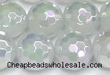 CAA6036 15 inches 10mm faceted round AB-color white agate beads