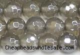 CAA6038 15 inches 6mm faceted round AB-color grey agate beads