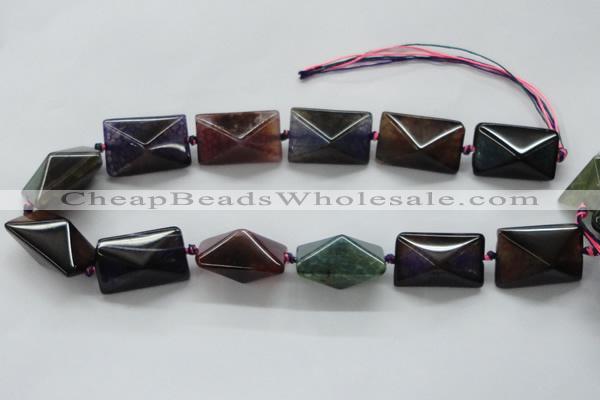 CAA604 15.5 inches 20*20*30mm pyramid dragon veins agate beads