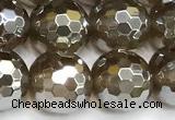 CAA6048 15 inches 10mm faceted round AB-color yellow agate beads