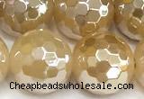 CAA6053 15 inches 12mm faceted round AB-color yellow agate beads