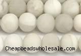 CAA6076 15 inches 6mm round matte white crazy lace agate beads