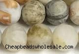 CAA6082 15 inches 8mm round matte bamboo leaf agate beads