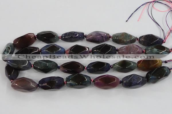 CAA614 15.5 inches 15*30mm faceted nuggets dragon veins agate beads