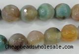 CAA719 15.5 inches 12mm faceted round fire crackle agate beads