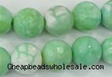 CAA728 15.5 inches 14mm faceted round fire crackle agate beads