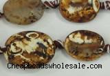 CAA760 15.5 inches 14*18mm twisted oval wooden agate beads