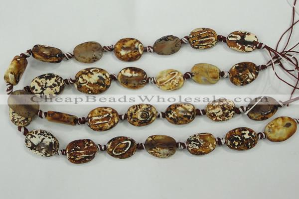 CAA760 15.5 inches 14*18mm twisted oval wooden agate beads