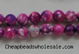 CAA795 15.5 inches 8mm faceted round fire crackle agate beads