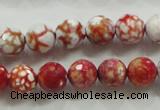 CAA799 15.5 inches 10mm faceted round fire crackle agate beads