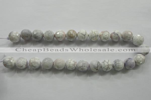 CAA815 15.5 inches 16mm faceted round fire crackle agate beads