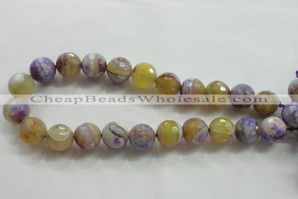 CAA819 15.5 inches 18mm faceted round fire crackle agate beads