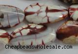 CAA838 15.5 inches 16*28mm twisted oval fire crackle agate beads