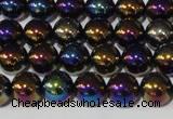 CAA850 15.5 inches 10mm round AB-color black agate beads