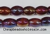 CAA878 15.5 inches 7*14mm rice AB-color red agate beads