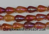 CAA880 15.5 inches 8*12mm teardrop AB-color red agate beads