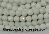 CAA92 15.5 inches 4mm faceted round white agate gemstone beads