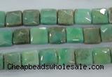 CAA99 15.5 inches 8*8mm faceted square grass agate gemstone beads