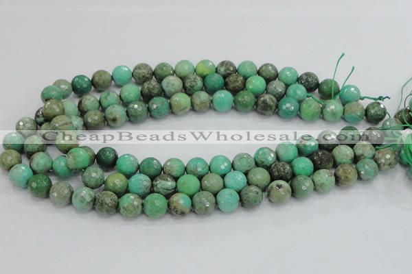 CAB09 15.5 inches 12mm faceted round green grass agate gemstone beads