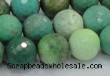 CAB11 15.5 inches 16mm faceted round green grass agate gemstone beads