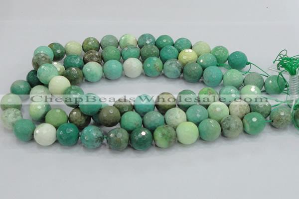 CAB11 15.5 inches 16mm faceted round green grass agate gemstone beads