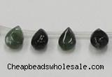 CAB127 15.5 inches 8*12mm flat teardrop moss agate gemstone beads