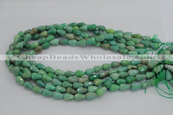 CAB14 15.5 inches 8*12mm faceted teardrop green grass agate beads