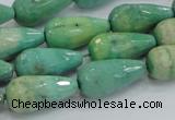 CAB16 15.5 inches 10*20mm faceted teardrop green grass agate beads