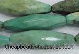 CAB22 15.5 inches 11*40mm faceted rice green grass agate beads