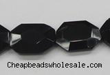 CAB325 15.5 inches 18*24mm faceted octagonal black agate gemstone beads