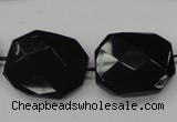 CAB326 15.5 inches 25*30mm faceted octagonal black agate gemstone beads