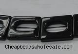 CAB328 15.5 inches 18*24mm hollow rectangle black agate gemstone beads