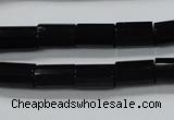 CAB333 15.5 inches 8*12mm faceted column black agate gemstone beads