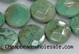 CAB34 15.5 inches 18mm faceted coin green grass agate gemstone beads