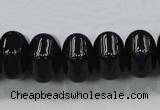 CAB341 15.5 inches 12*18mm hexagon rondelle black agate gemstone beads