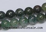 CAB385 15.5 inches 10mm round moss agate gemstone beads wholesale