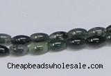 CAB387 15.5 inches 5*8mm rice moss agate gemstone beads wholesale