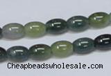 CAB388 15.5 inches 7*10mm rice moss agate gemstone beads wholesale