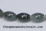 CAB390 15.5 inches 10*15mm rice moss agate gemstone beads wholesale