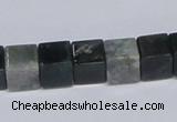 CAB398 15.5 inches 10*10mm cube moss agate gemstone beads wholesale