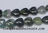 CAB405 15.5 inches 10*10mm heart moss agate gemstone beads wholesale