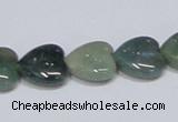 CAB407 15.5 inches 14*14mm heart moss agate gemstone beads wholesale