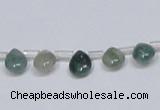 CAB414 15.5 inches 7*9mm flat teardrop moss agate gemstone beads