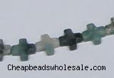 CAB415 15.5 inches 10*10mm cross moss agate gemstone beads