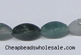 CAB421 15.5 inches 8*16mm twisted rice moss agate gemstone beads