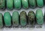 CAB45 15.5 inches 10*18mm faceted rondelle green grass agate beads