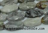 CAB573 15.5 inches 10*20mm wavy oval silver needle agate gemstone beads