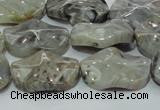 CAB574 15.5 inches 18*25mm wavy oval silver needle agate gemstone beads